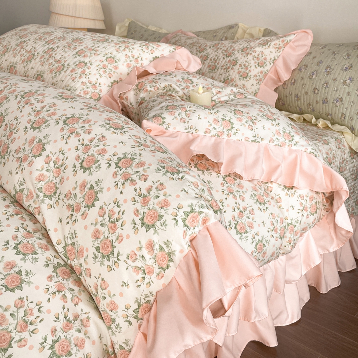 91家纺网 家纺一手货源 找家纺 慕澄家纺 2026新款高克重仿棉碎花床盖四件套 情书