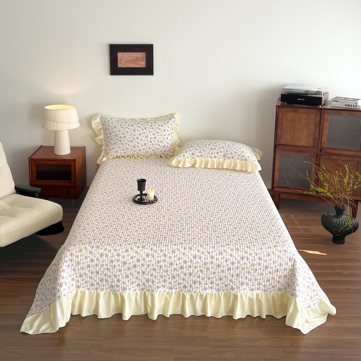 91家纺网 家纺一手货源 找家纺 慕澄家纺 2026新款高克重仿棉碎花床盖四件套 梦回