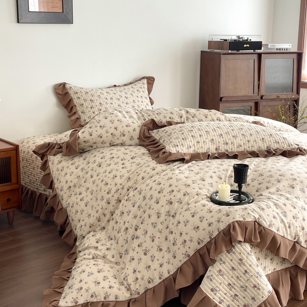 91家纺网 家纺一手货源 找家纺 慕澄家纺 2026新款高克重仿棉碎花床盖四件套 绵绵