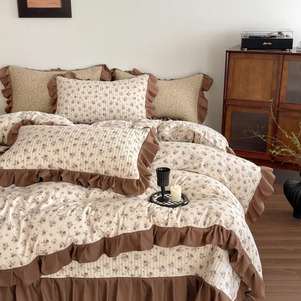 91家纺网 家纺一手货源 找家纺 慕澄家纺 2026新款高克重仿棉碎花床盖四件套 绵绵