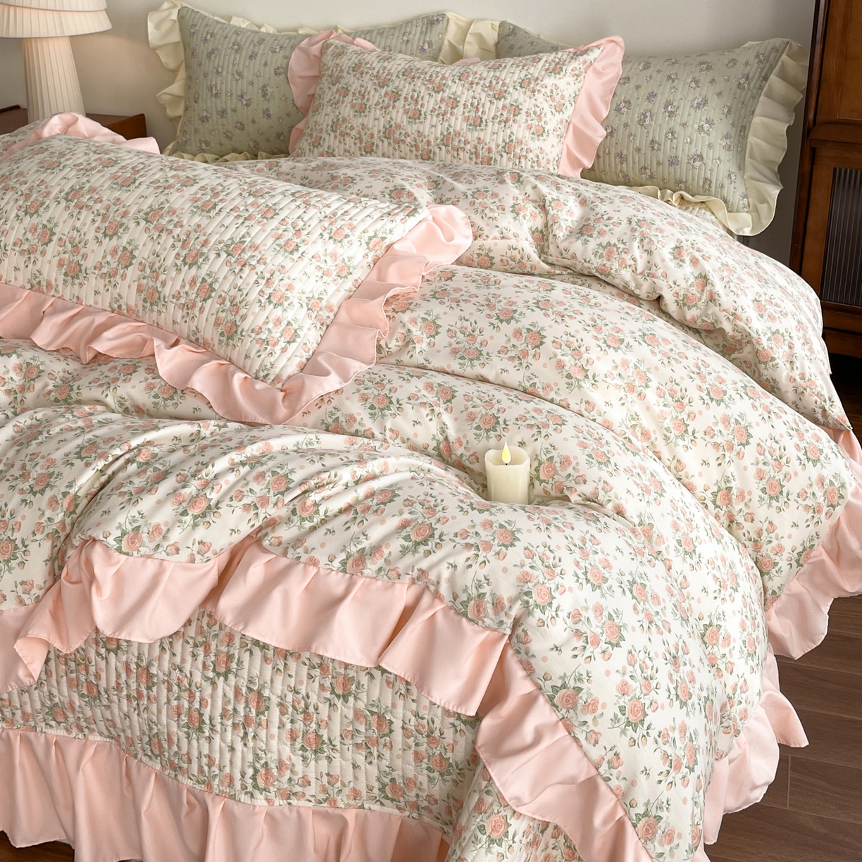 慕澄家纺 2026新款高克重仿棉碎花床盖四件套 情书