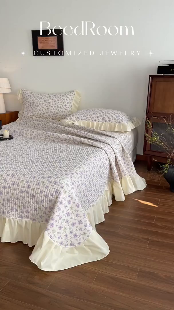 91家纺网 家纺一手货源 找家纺 慕澄家纺 2026新款高克重仿棉碎花床盖四件套 梦回