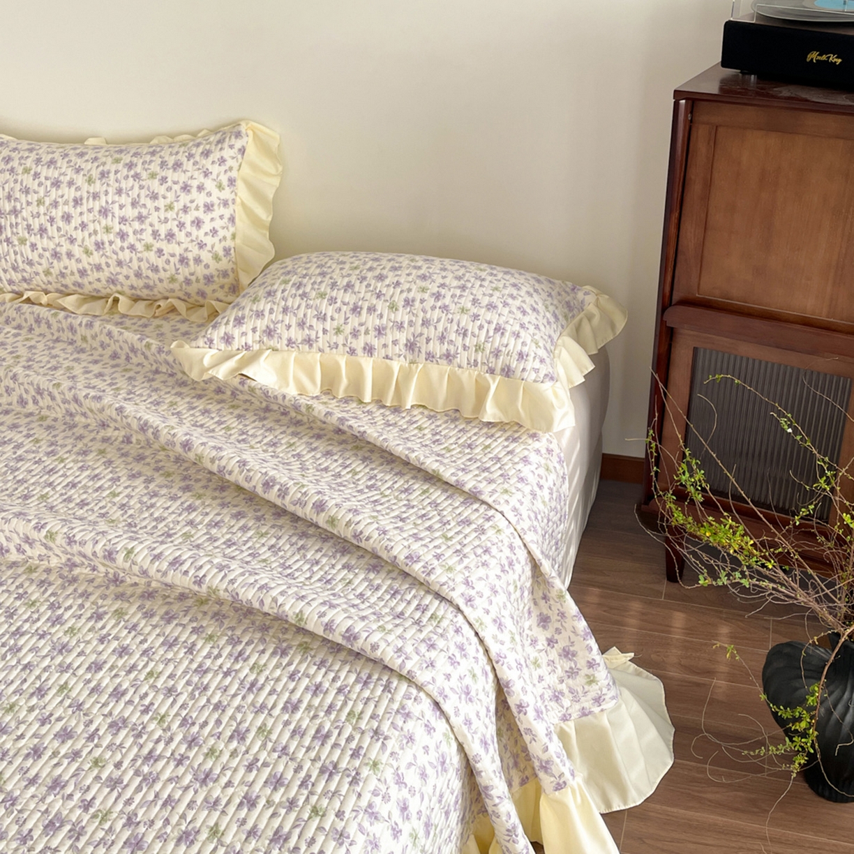 91家纺网 家纺一手货源 找家纺 慕澄家纺 2026新款高克重仿棉碎花床盖四件套 梦回