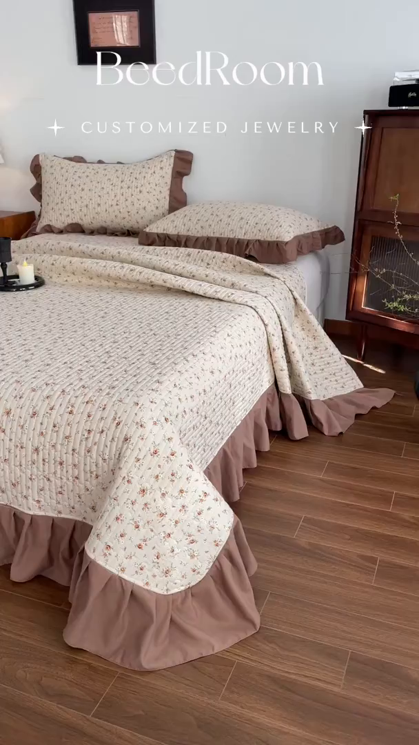 91家纺网 家纺一手货源 找家纺 慕澄家纺 2026新款高克重仿棉碎花床盖四件套 午后