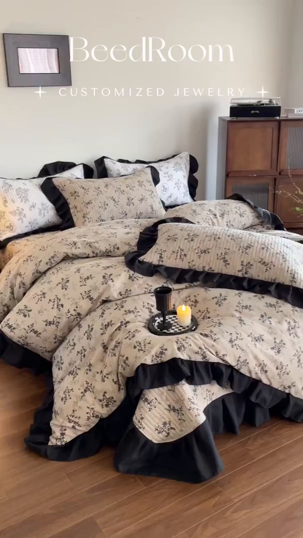 91家纺网 家纺一手货源 找家纺 慕澄家纺 2026新款高克重仿棉碎花床盖四件套 漫漫