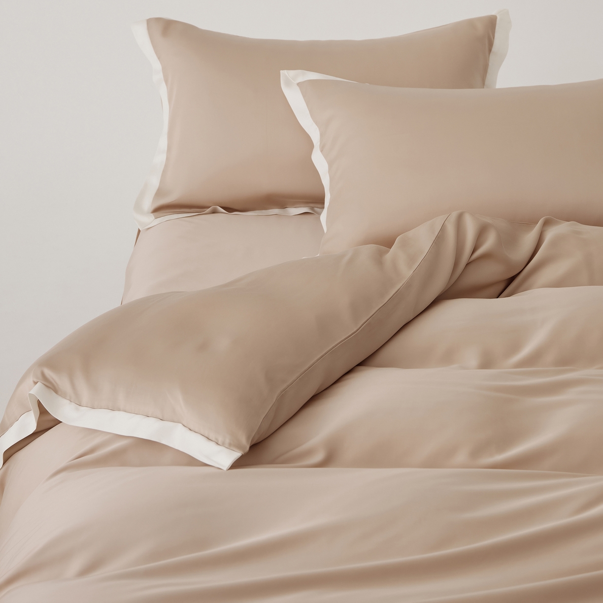 91家纺网 家纺一手货源 找家纺 EH家居 2026春夏新品天丝拼角四件套-南山系列 南山-浅驼色