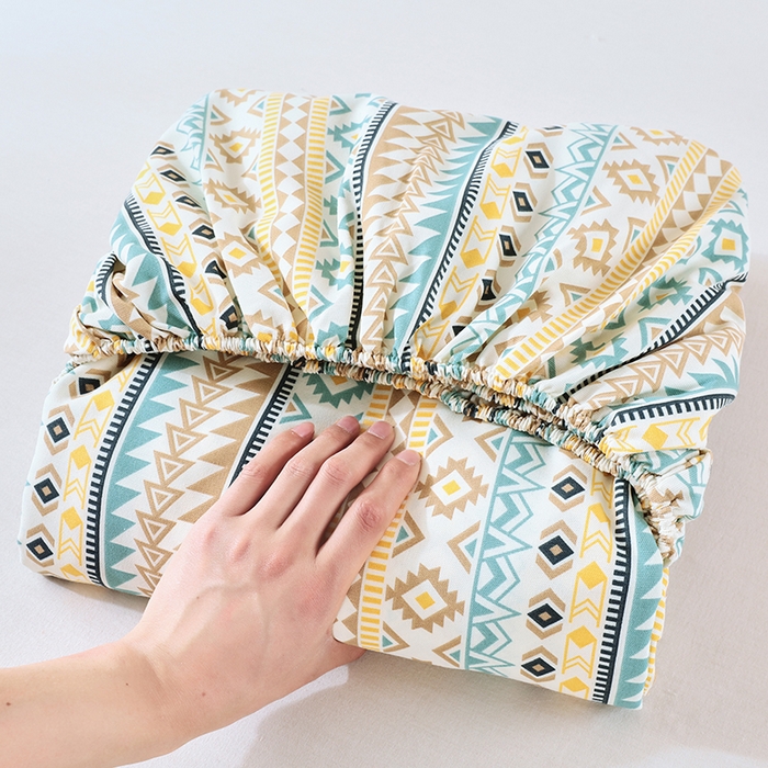 91家纺网 家纺一手货源 找家纺 爱彼家纺 2026新升级细沙卡通印花老粗布床笠直播热门款春夏热款系列一 老粗布床笠-波西米亚