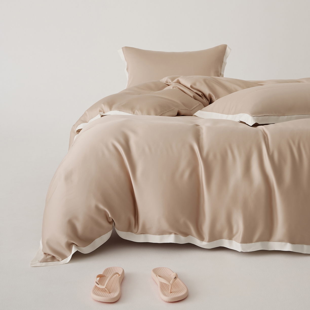 91家纺网 家纺一手货源 找家纺 EH家居 2026春夏新品天丝拼角四件套-南山系列 南山-浅驼色