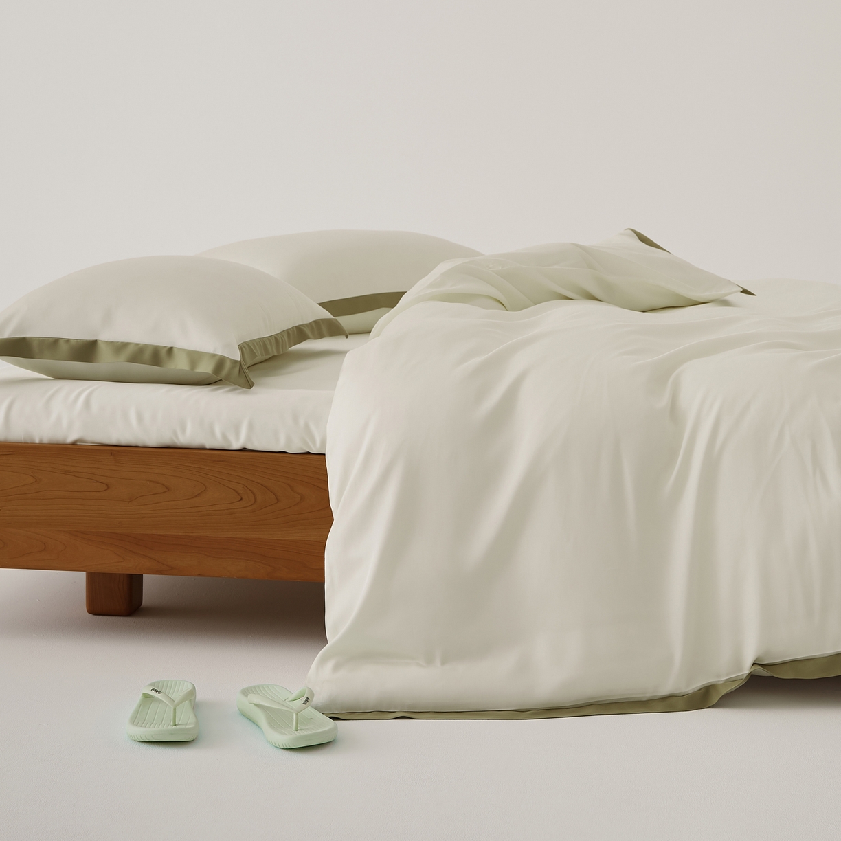 91家纺网 家纺一手货源 找家纺 EH家居 2026春夏新品天丝拼角四件套-南山系列 南山-清风白