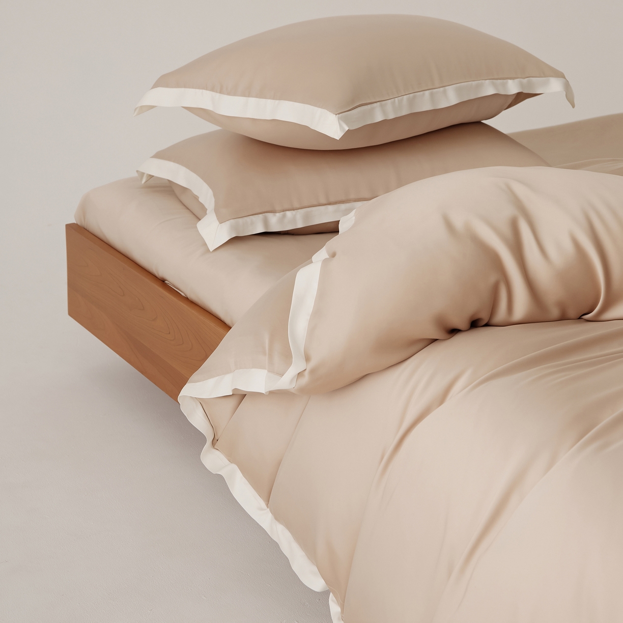 91家纺网 家纺一手货源 找家纺 EH家居 2026春夏新品天丝拼角四件套-南山系列 南山-浅驼色