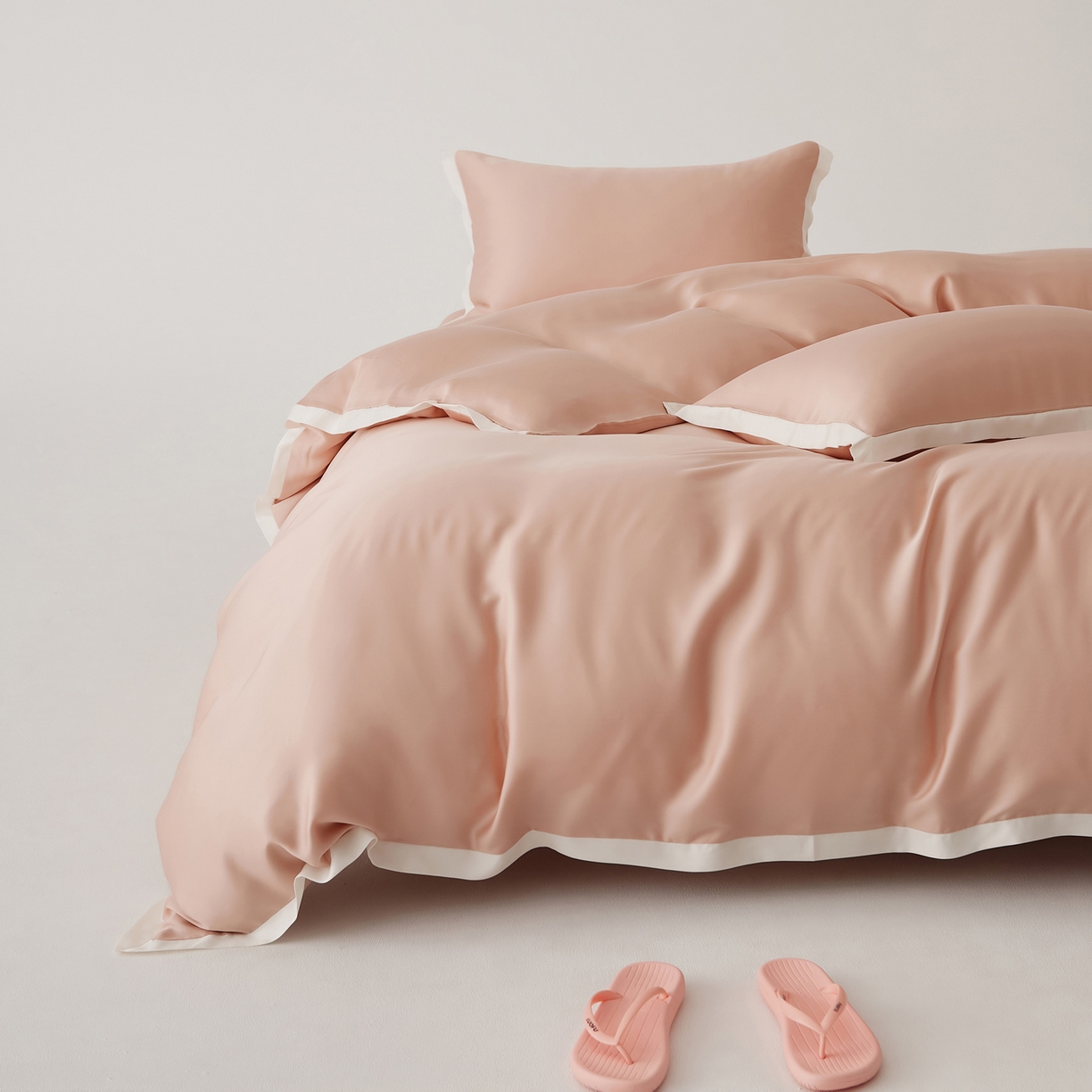 91家纺网 家纺一手货源 找家纺 EH家居 2026春夏新品天丝拼角四件套-南山系列 南山-迷人粉