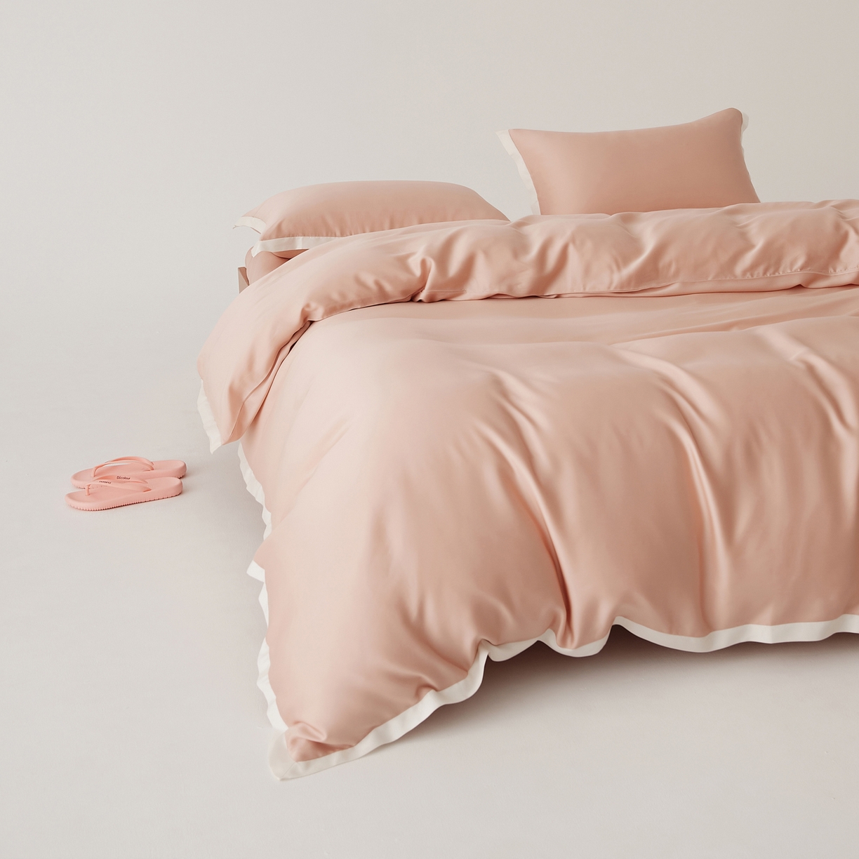 91家纺网 家纺一手货源 找家纺 EH家居 2026春夏新品天丝拼角四件套-南山系列 南山-迷人粉