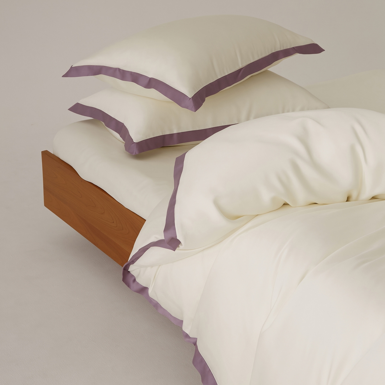 91家纺网 家纺一手货源 找家纺 EH家居 2026春夏新品天丝拼角四件套-南山系列 南山-邂逅白