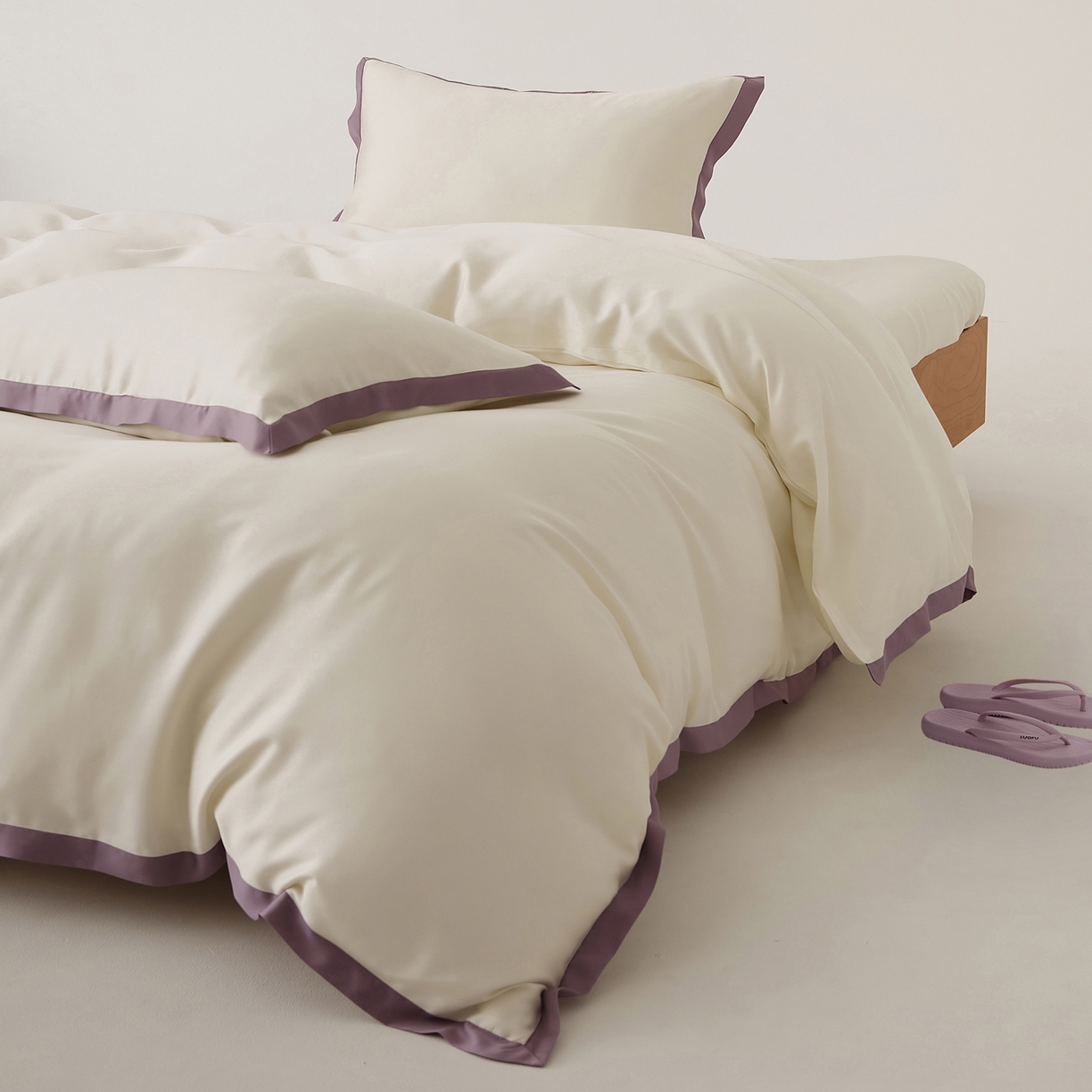 91家纺网 家纺一手货源 找家纺 EH家居 2026春夏新品天丝拼角四件套-南山系列 南山-邂逅白