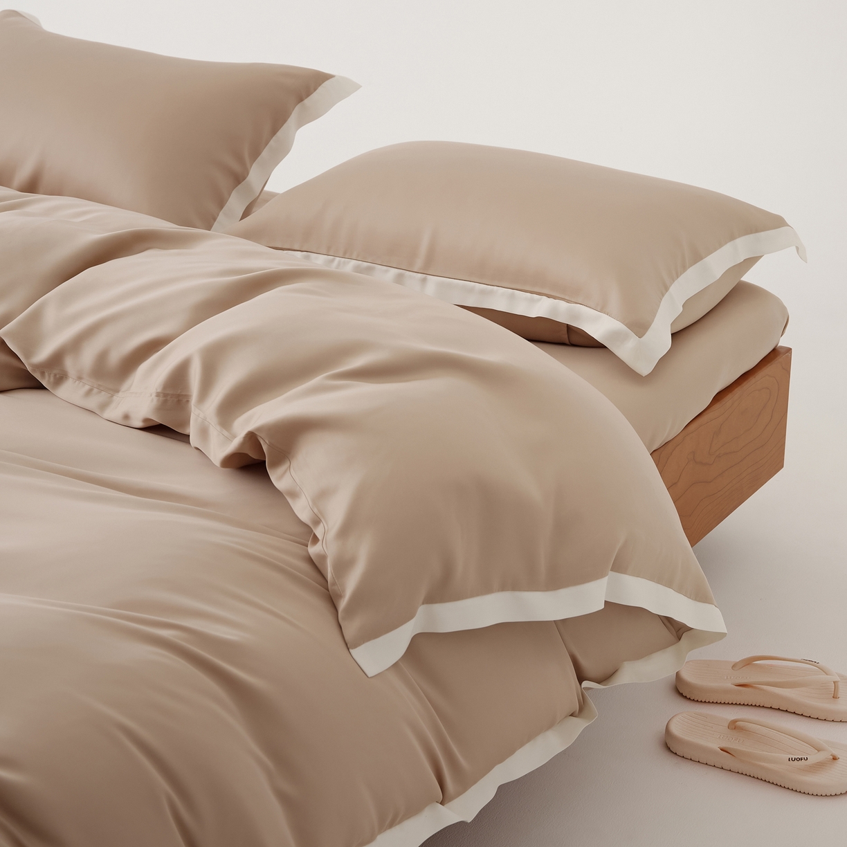 91家纺网 家纺一手货源 找家纺 EH家居 2026春夏新品天丝拼角四件套-南山系列 南山-浅驼色