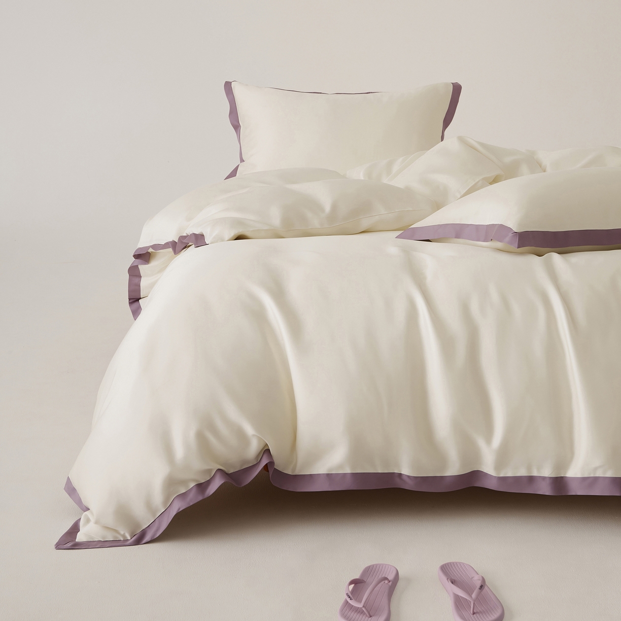 91家纺网 家纺一手货源 找家纺 EH家居 2026春夏新品天丝拼角四件套-南山系列 南山-邂逅白