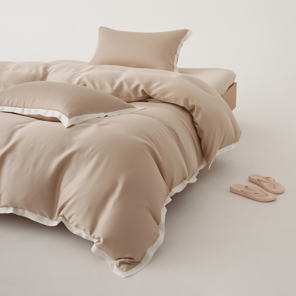 91家纺网 家纺一手货源 找家纺 EH家居 2026春夏新品天丝拼角四件套-南山系列 南山-浅驼色