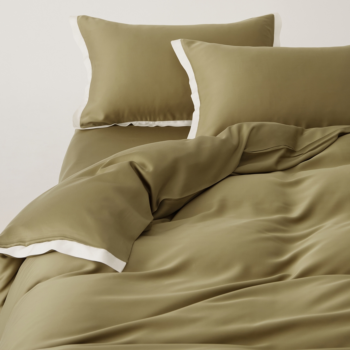 91家纺网 家纺一手货源 找家纺 EH家居 2026春夏新品天丝拼角四件套-南山系列 南山-橄榄绿