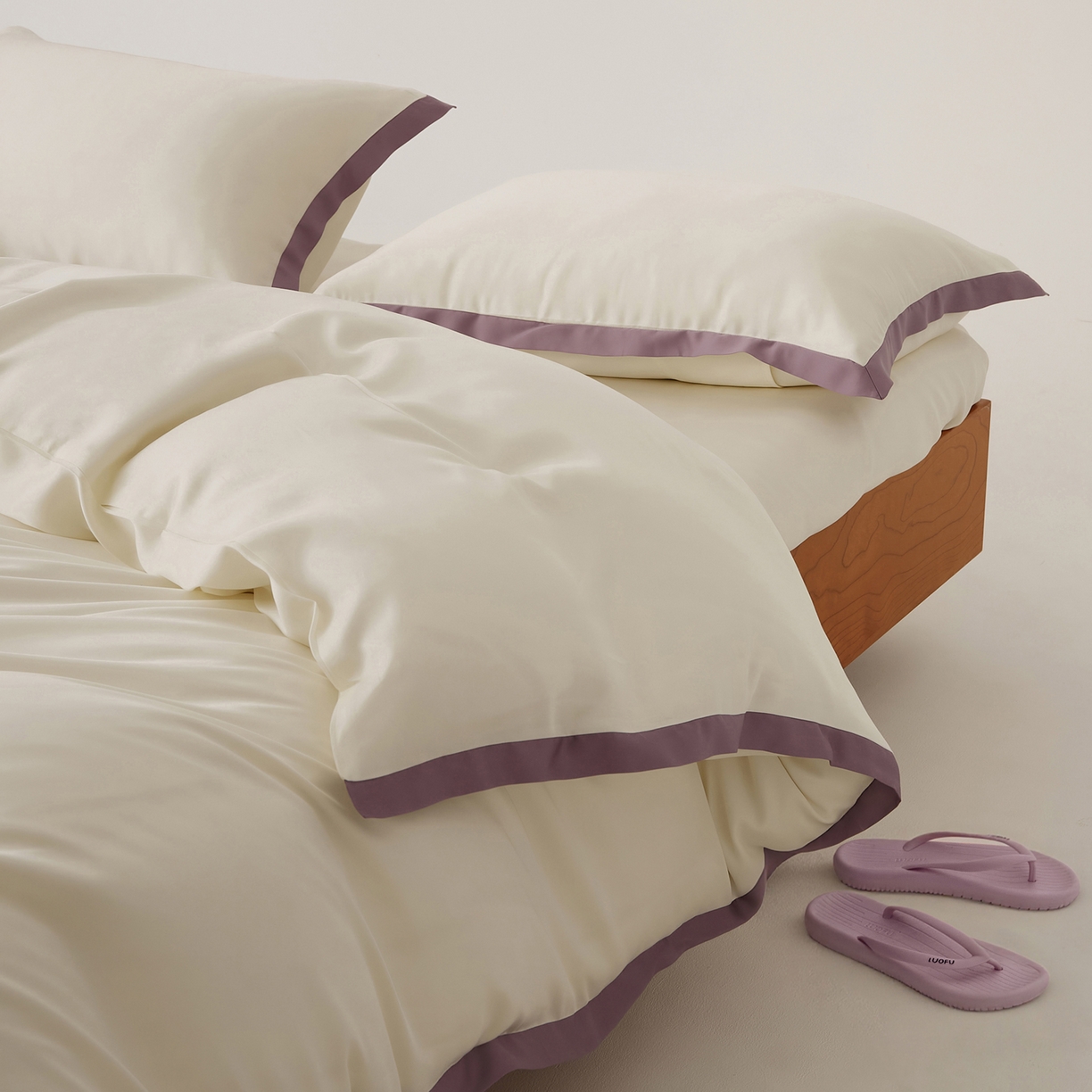 91家纺网 家纺一手货源 找家纺 EH家居 2026春夏新品天丝拼角四件套-南山系列 南山-邂逅白