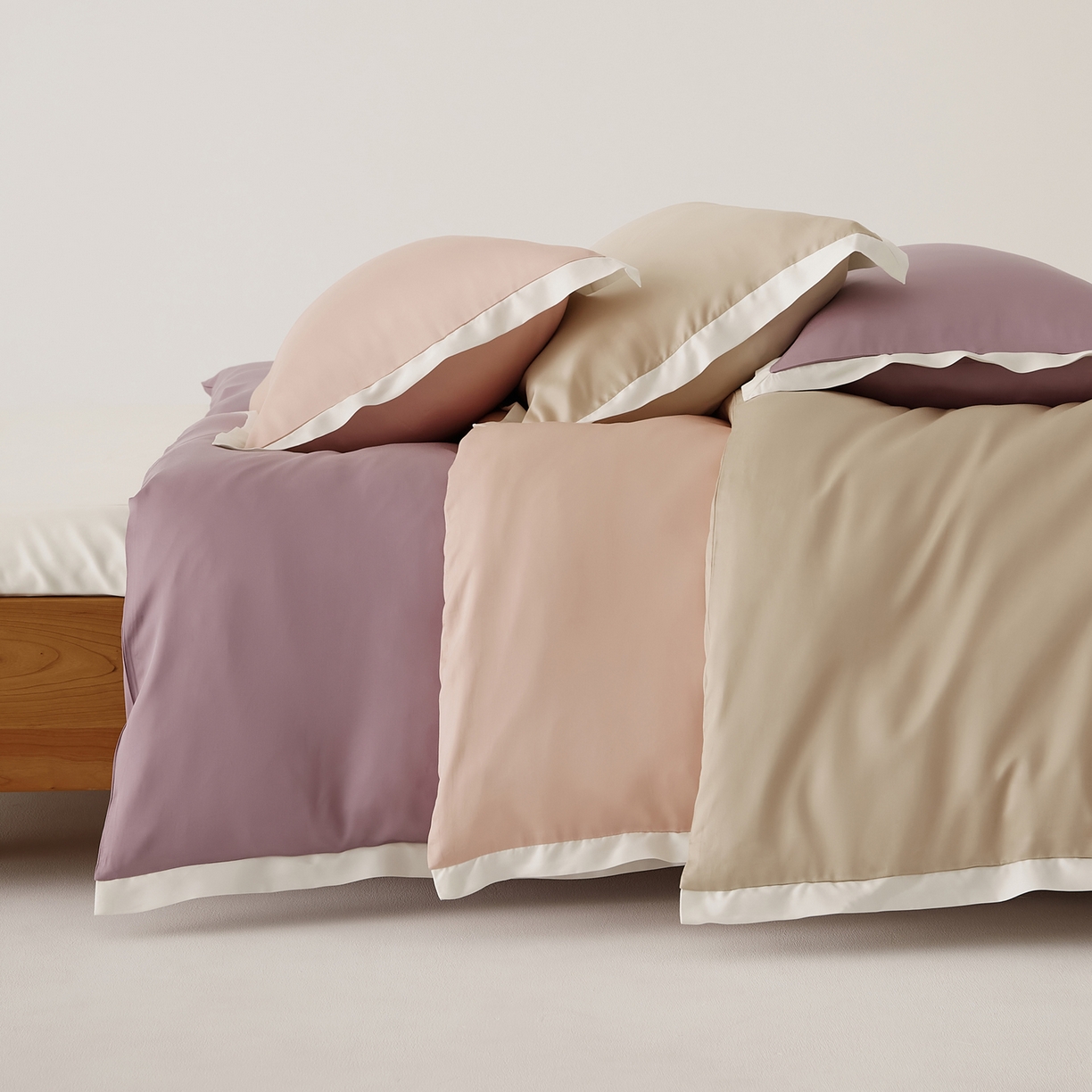 91家纺网 家纺一手货源 找家纺 EH家居 2026春夏新品天丝拼角四件套-南山系列 组合图