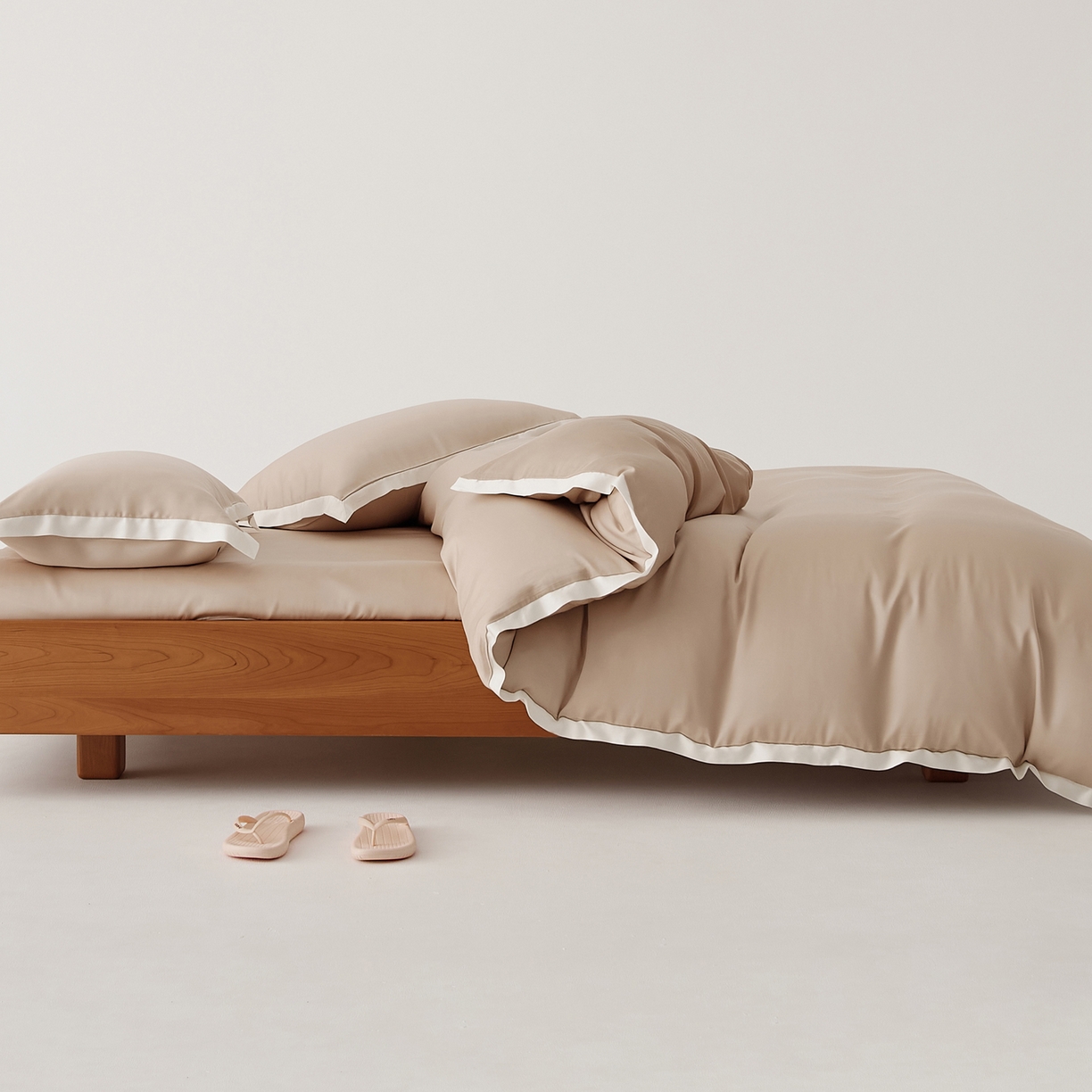 91家纺网 家纺一手货源 找家纺 EH家居 2026春夏新品天丝拼角四件套-南山系列 南山-浅驼色