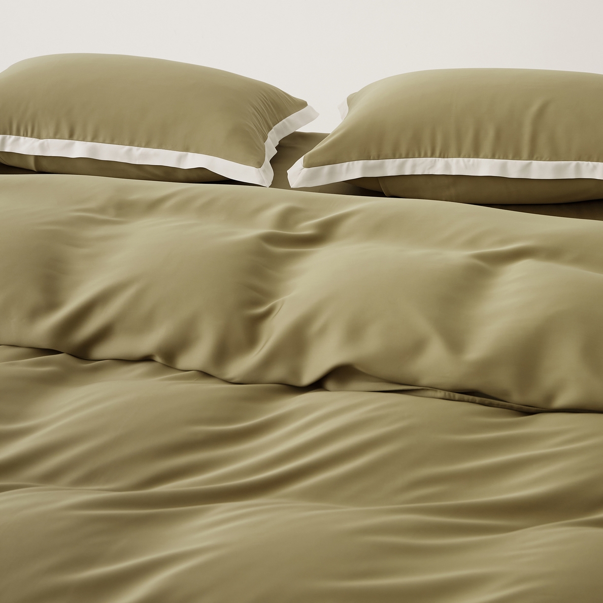 91家纺网 家纺一手货源 找家纺 EH家居 2026春夏新品天丝拼角四件套-南山系列 南山-橄榄绿