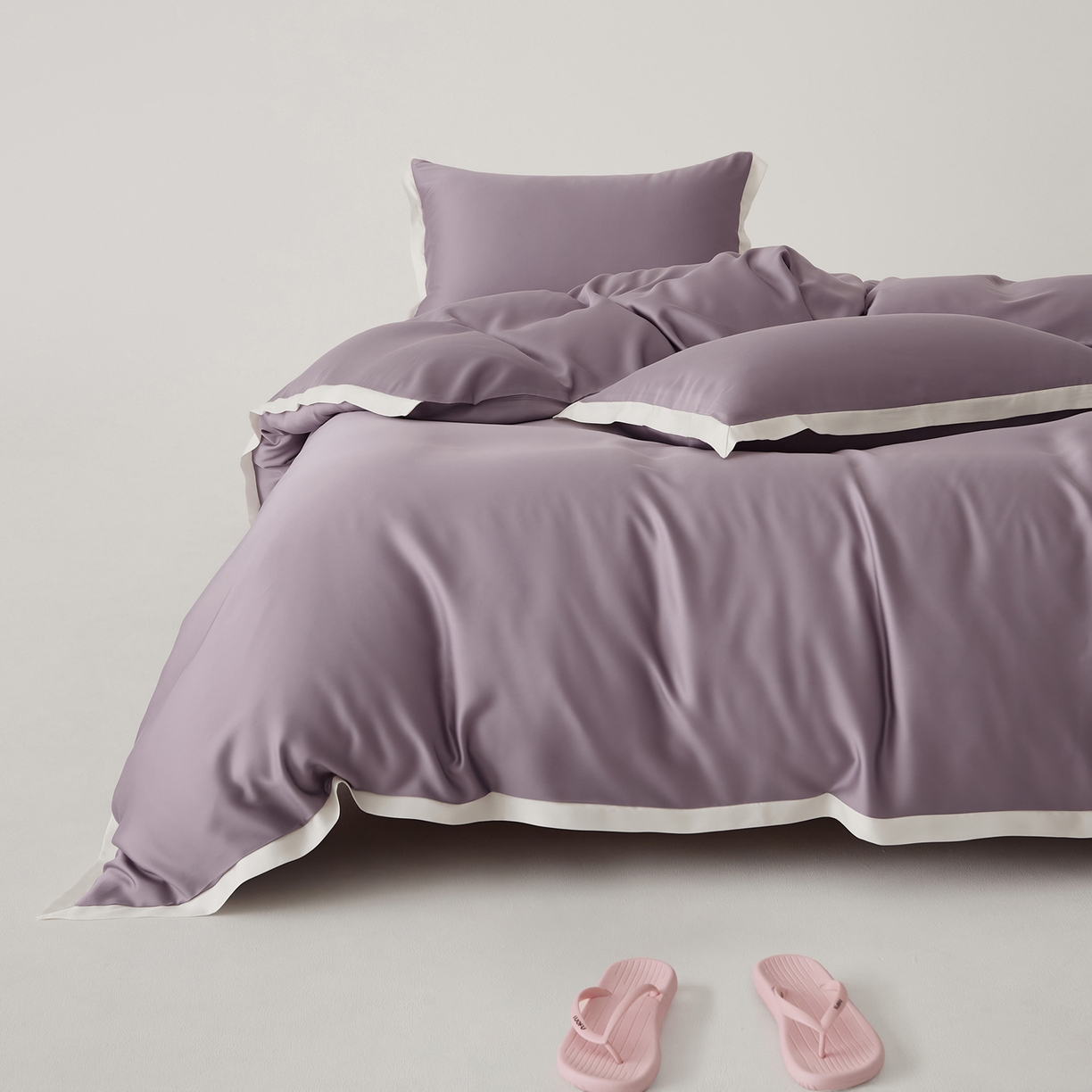 91家纺网 家纺一手货源 找家纺 EH家居 2026春夏新品天丝拼角四件套-南山系列 南山-贵气紫