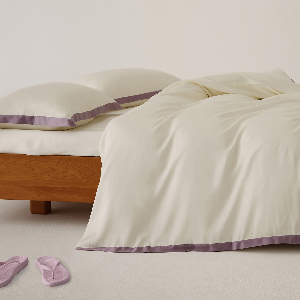 91家纺网 家纺一手货源 找家纺 EH家居 2026春夏新品天丝拼角四件套-南山系列 南山-邂逅白