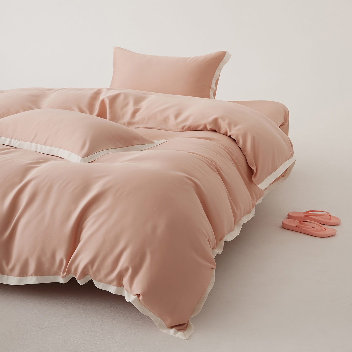 91家纺网 家纺一手货源 找家纺 EH家居 2026春夏新品天丝拼角四件套-南山系列 南山-迷人粉