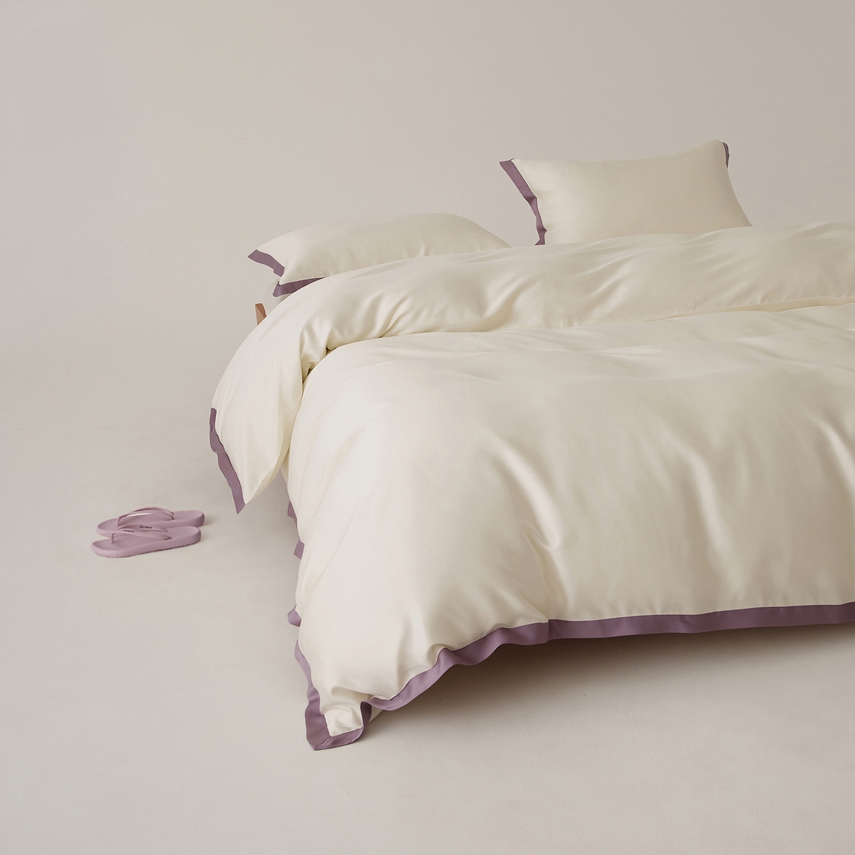 91家纺网 家纺一手货源 找家纺 EH家居 2026春夏新品天丝拼角四件套-南山系列 南山-邂逅白