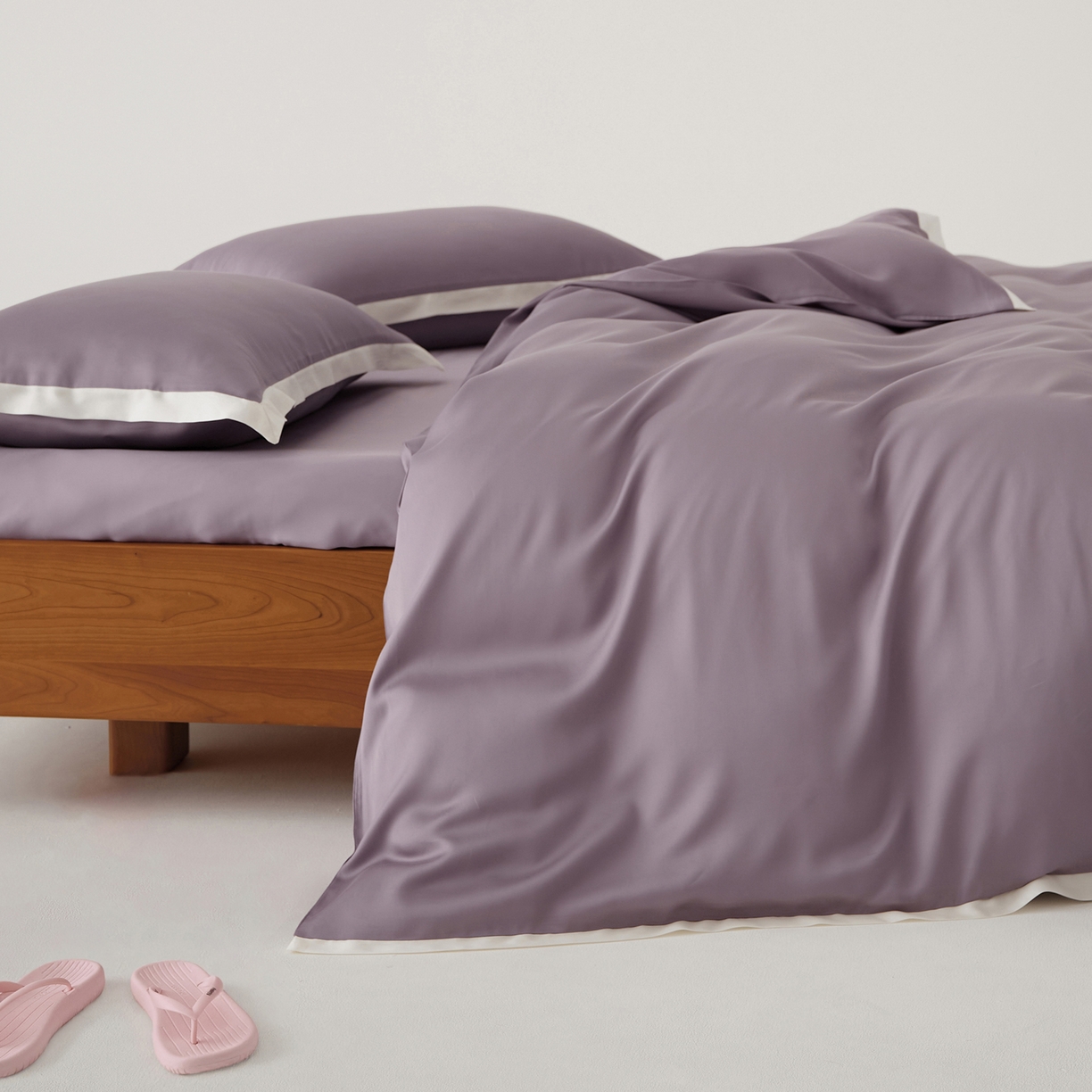 91家纺网 家纺一手货源 找家纺 EH家居 2026春夏新品天丝拼角四件套-南山系列 南山-贵气紫