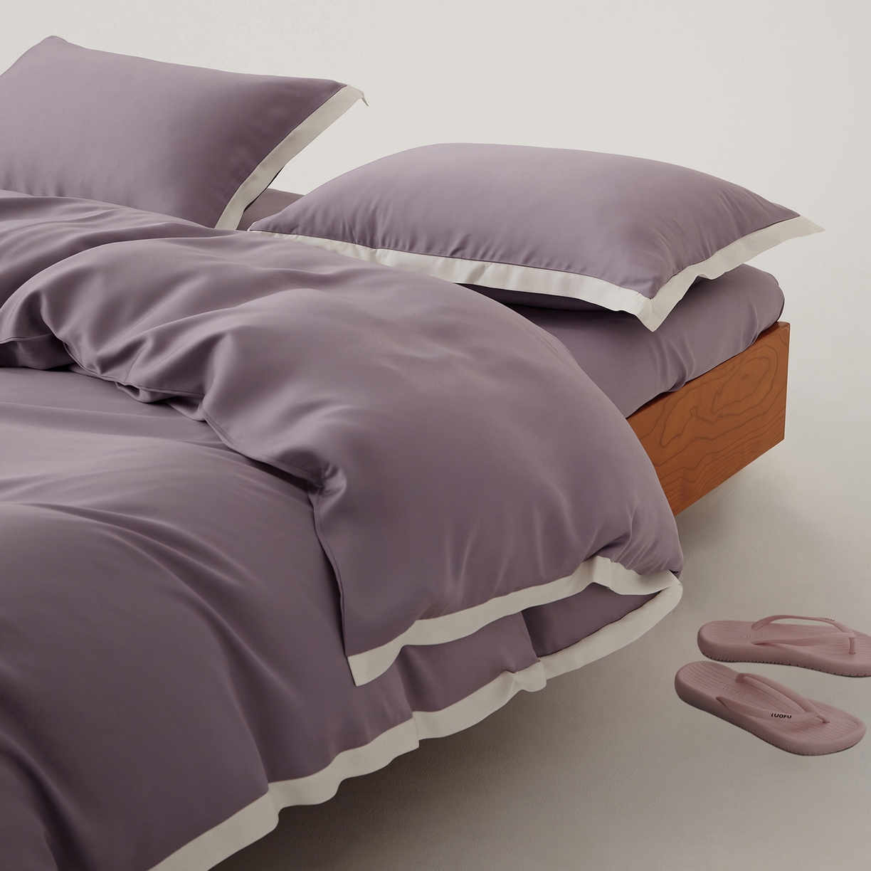 91家纺网 家纺一手货源 找家纺 EH家居 2026春夏新品天丝拼角四件套-南山系列 南山-贵气紫