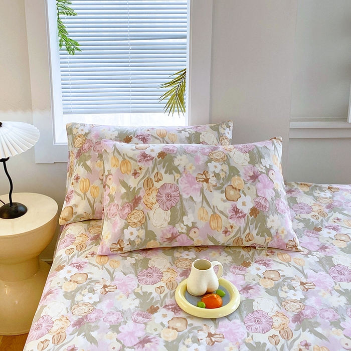 91家纺网 家纺一手货源 找家纺 爱彼家纺 2026新升级细沙卡通印花老粗布床笠直播热门款春夏热款系列一 老粗布床笠-法式花园