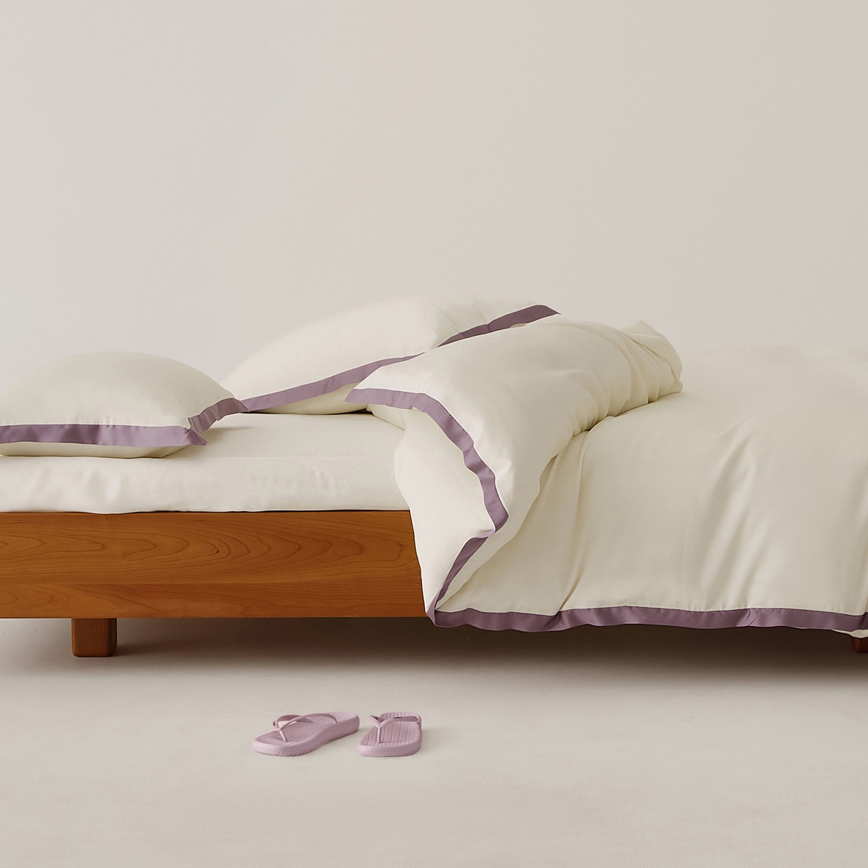 91家纺网 家纺一手货源 找家纺 EH家居 2026春夏新品天丝拼角四件套-南山系列 南山-邂逅白