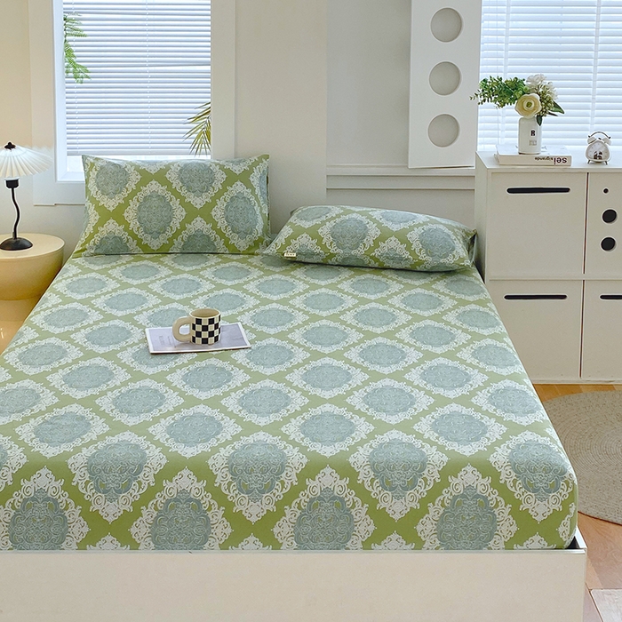 91家纺网 家纺一手货源 找家纺 爱彼家纺 2026新升级细沙卡通印花老粗布床笠直播热门款春夏热款系列一 老粗布床笠-欧式灰