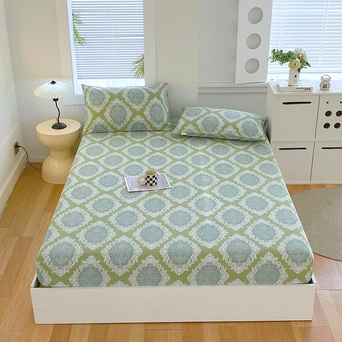 91家纺网 家纺一手货源 找家纺 爱彼家纺 2026新升级细沙卡通印花老粗布床笠直播热门款春夏热款系列一 老粗布床笠-欧式灰