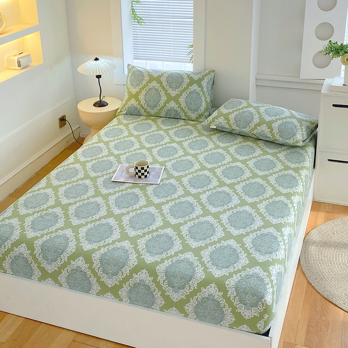 91家纺网 家纺一手货源 找家纺 爱彼家纺 2026新升级细沙卡通印花老粗布床笠直播热门款春夏热款系列一 老粗布床笠-欧式灰