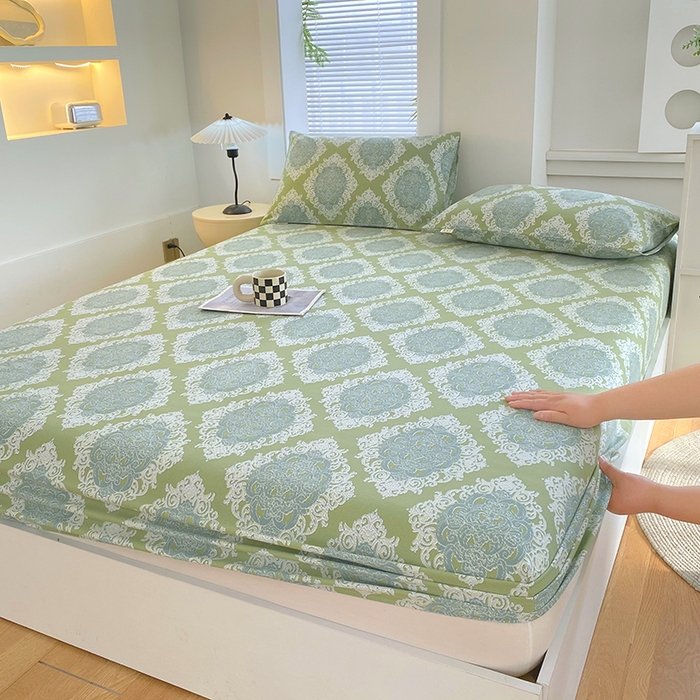 91家纺网 家纺一手货源 找家纺 爱彼家纺 2026新升级细沙卡通印花老粗布床笠直播热门款春夏热款系列一 老粗布床笠-欧式灰