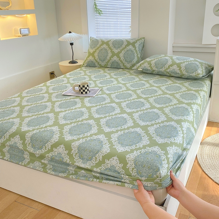 91家纺网 家纺一手货源 找家纺 爱彼家纺 2026新升级细沙卡通印花老粗布床笠直播热门款春夏热款系列一 老粗布床笠-欧式灰