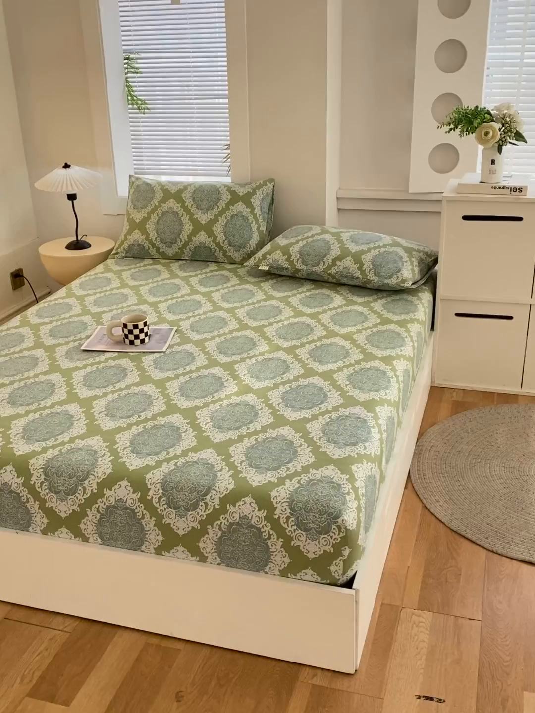 91家纺网 家纺一手货源 找家纺 爱彼家纺 2026新升级细沙卡通印花老粗布床笠直播热门款春夏热款系列一 老粗布床笠-欧式灰