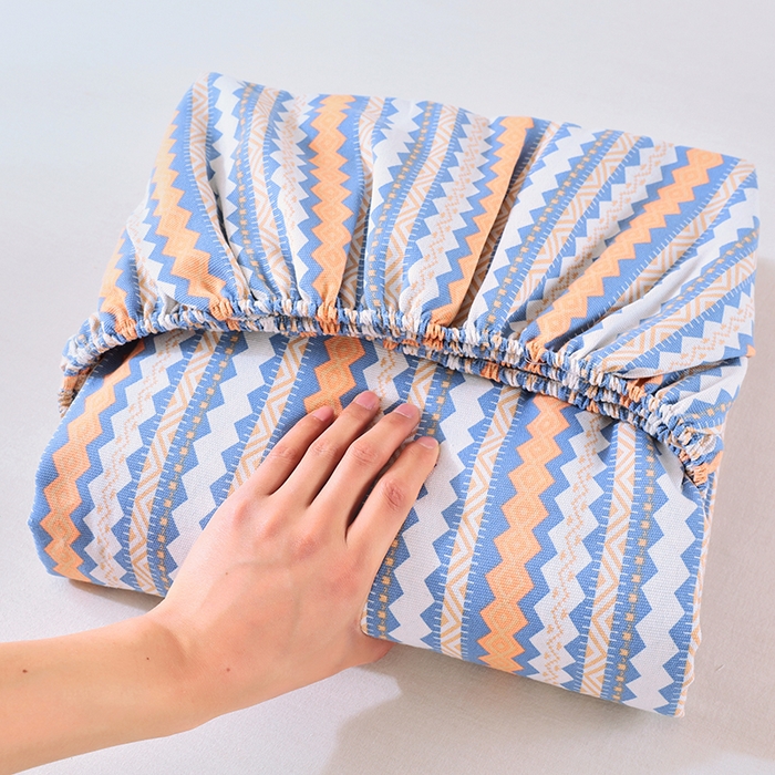 91家纺网 家纺一手货源 找家纺 爱彼家纺 2026新升级细沙卡通印花老粗布床笠直播热门款春夏热款系列一 老粗布床笠-向往蓝条