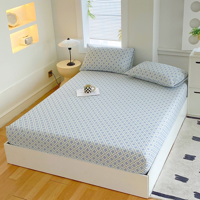 91家纺网 家纺一手货源 找家纺 爱彼家纺 2026新升级细沙卡通印花老粗布床笠直播热门款春夏热款系列一 老粗布床笠-星格