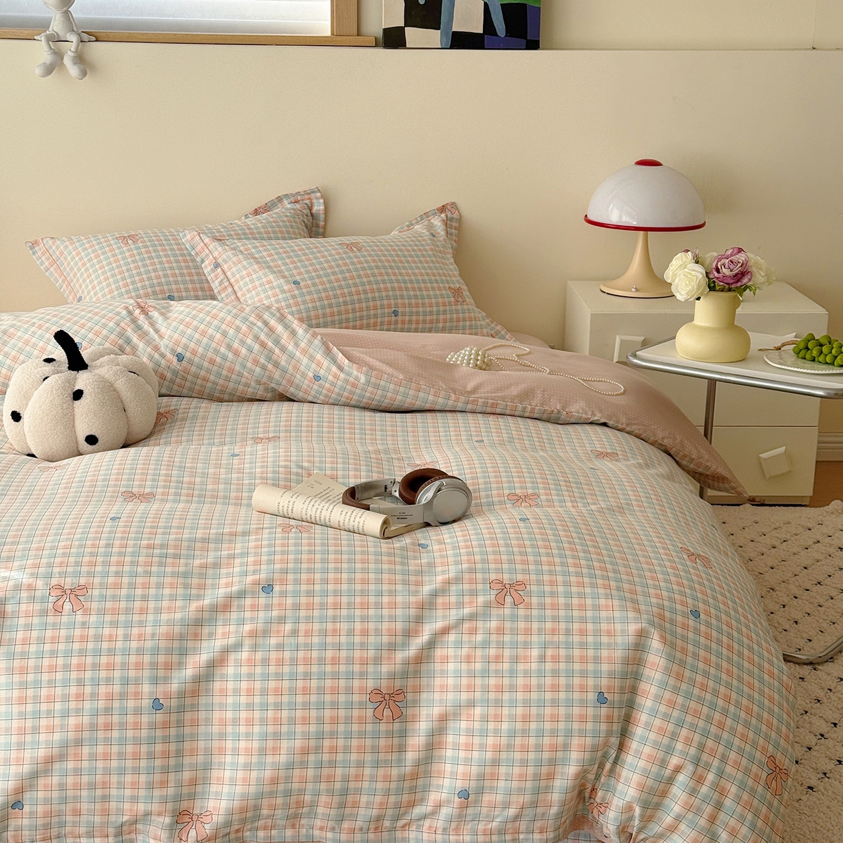 91家纺网 家纺一手货源 找家纺 于果2025新款双层纱花边款夏被 草莓点点