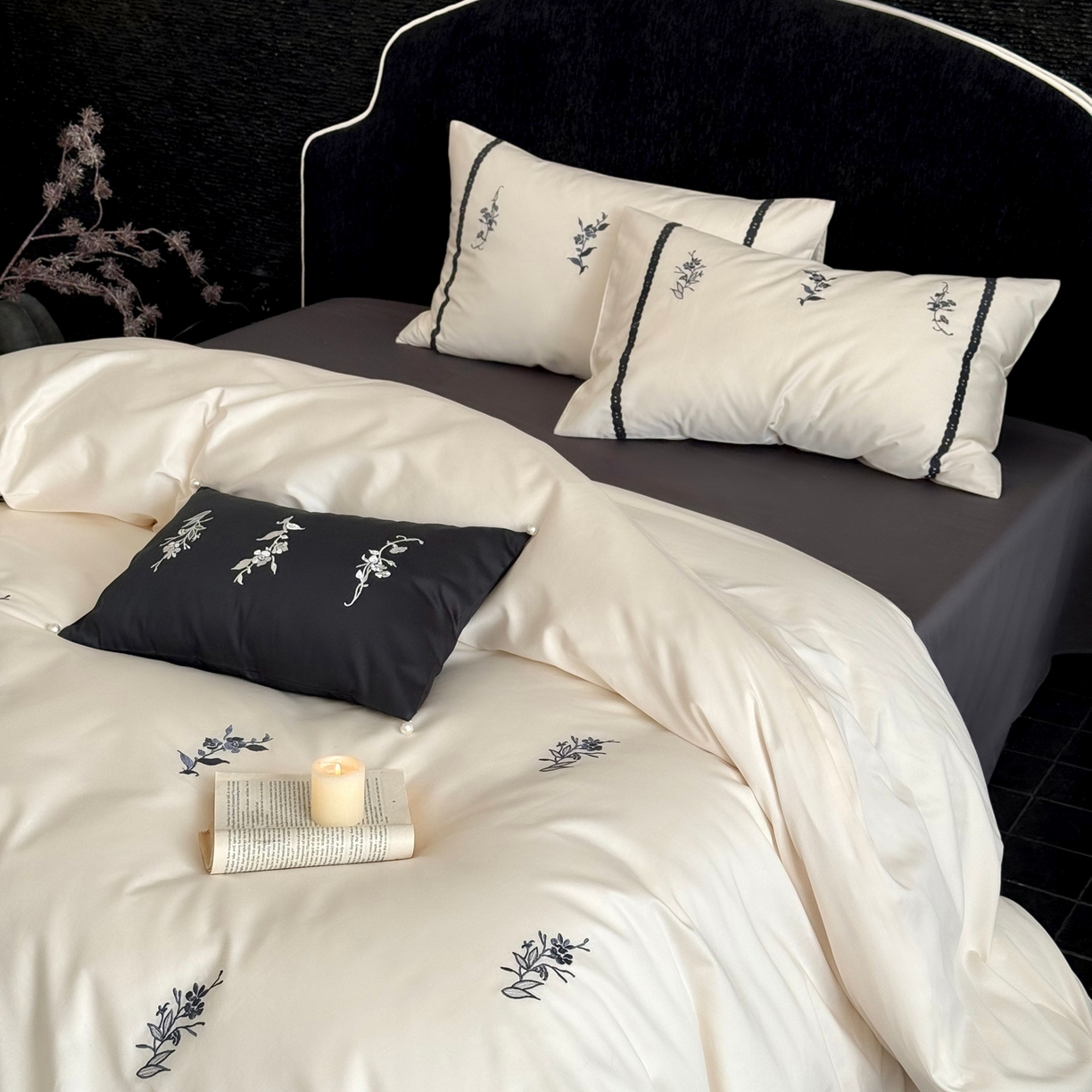 91家纺网 家纺一手货源 找家纺 （总）鹿班家居 2026春夏新款100S长绒棉纯棉精密刺绣系列四件套-雾岛（标准会员-20元）