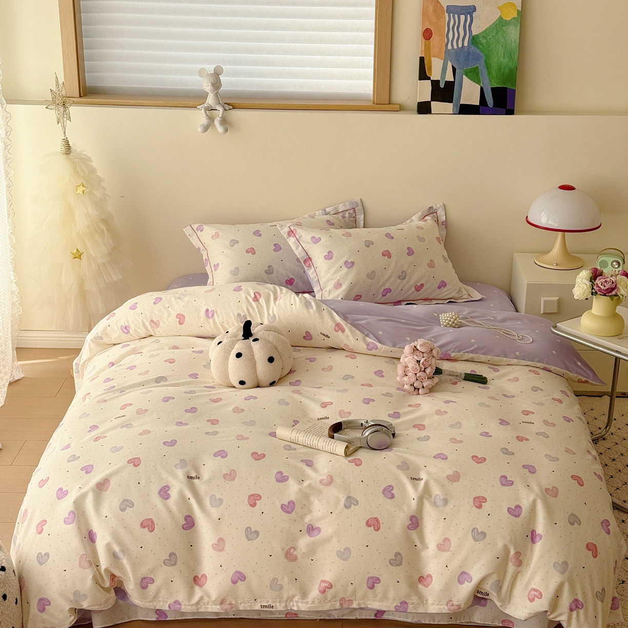 91家纺网 家纺一手货源 找家纺 于果 2026新款全棉13370四件套（2） 彩色爱心