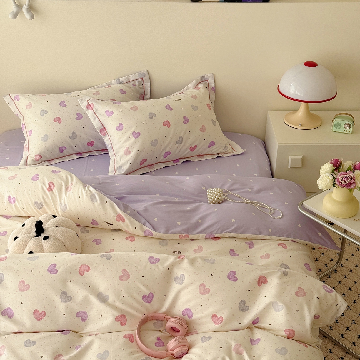 91家纺网 家纺一手货源 找家纺 于果 2026新款全棉13370四件套（2） 彩色爱心