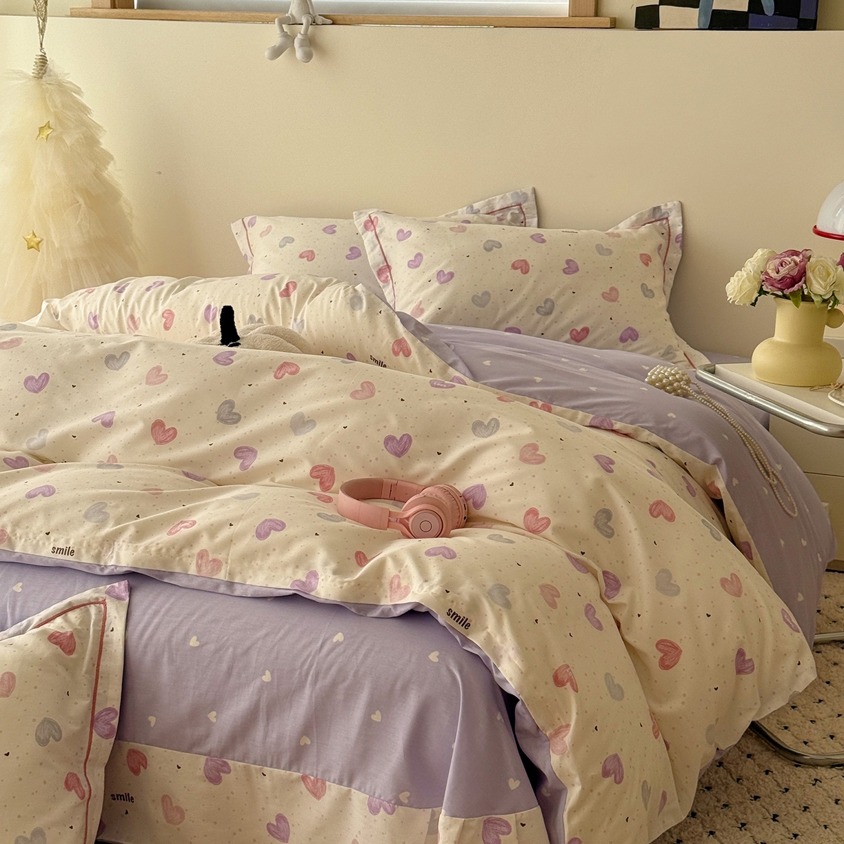 91家纺网 家纺一手货源 找家纺 于果 2026新款全棉13370四件套（2） 彩色爱心