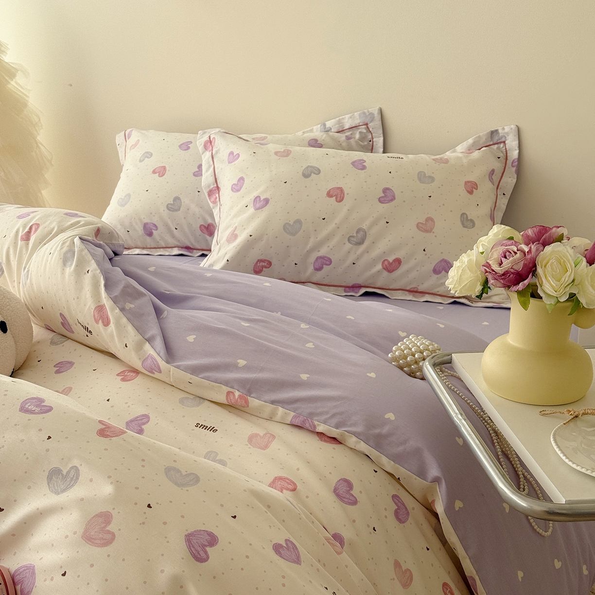 91家纺网 家纺一手货源 找家纺 于果 2026新款全棉13370四件套（2） 彩色爱心
