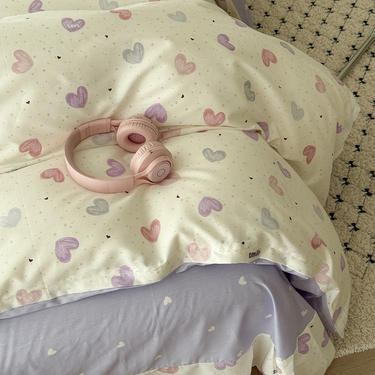 91家纺网 家纺一手货源 找家纺 于果 2026新款全棉13370四件套（2） 彩色爱心