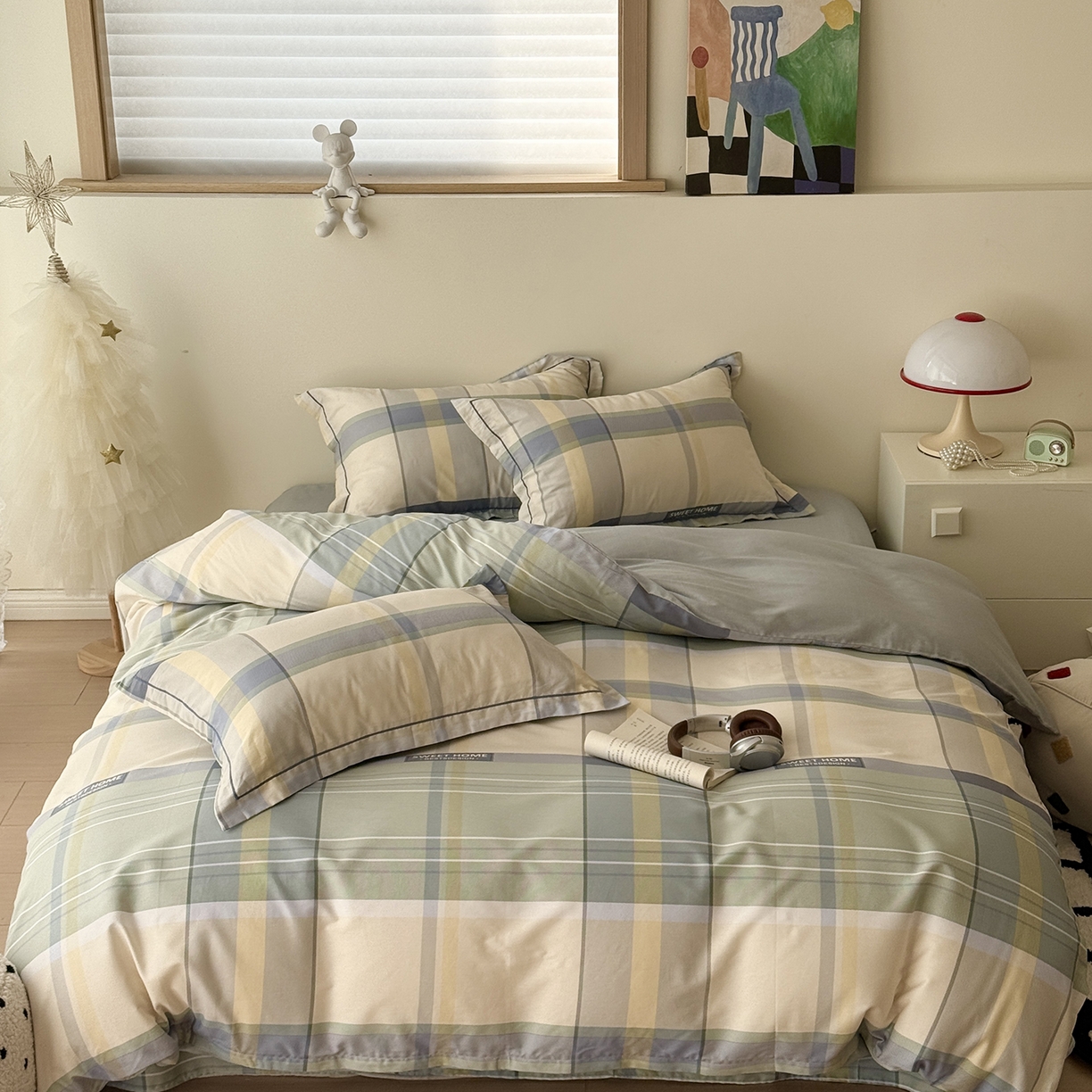 91家纺网 家纺一手货源 找家纺 于果 2026新款全棉13370四件套（2） 格莱尔绿